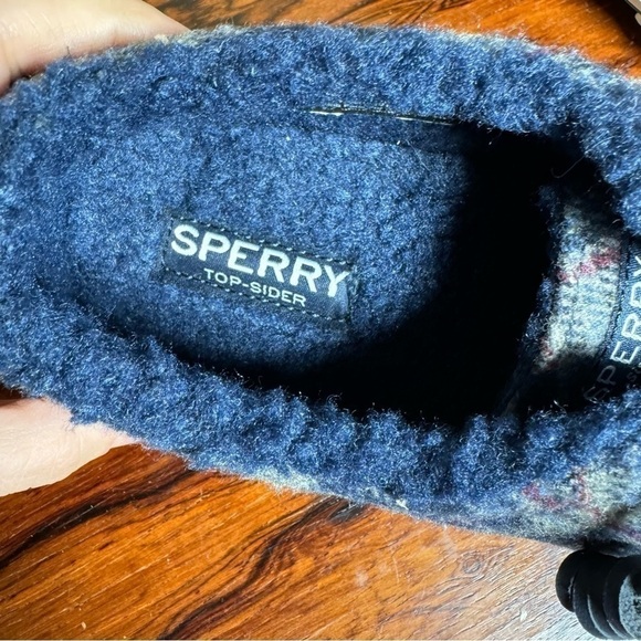 Sperry Pier Wave LTT Teddy Wool Boat Shoes in navy multi size 7 - Picture 14 of 15